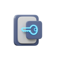 3D illustration of a key provides access, symbolizing authentication and security for online platforms and software applications. png