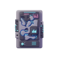Cybernetic device with a graph, map, menu, and other various indicators displays information to be used for navigation or data analysis. png