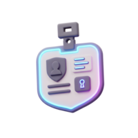 An identity badge with a shield icon, user silhouette and keyhole symbol is used for security and access control. png
