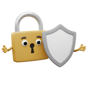 en tecknad serie hänglås karaktär med en skydda skyddar mot fara framställning den lämplig till visualisera dator säkerhet och uppkopplad säkerhet. png