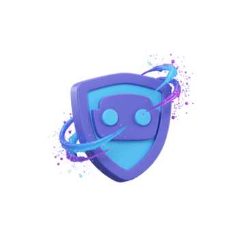 un' stilizzato scudo con un' robot viso è circondato di colorato schizzi, suggerendo protezione e innovazione per vario applicazioni. png