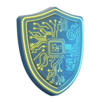 een digitaal schild Kenmerken een stroomkring bord ontwerp met gloeiend lijnen, suggereren cyber veiligheid technologie voor beveiligen online bescherming. png