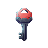 A stylized illustration of a red and gray key is shown against a white background, ideal for designs and illustrations. png