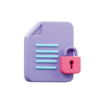 A document is shown locked with a pink padlock, indicating data protection, privacy, or confidentiality when handling sensitive information. png