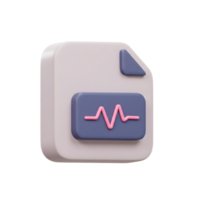 3D render shows a file icon with a waveform, representing an audio or data file visualization used for music or scientific presentations. png