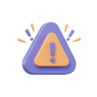 A 3D rendering of an exclamation point inside a triangle warning sign is a visual cue for alerts, notifications or error messages. png