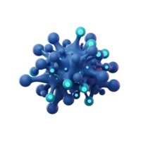 A blue sphere with spikes and turquoise accents is displayed on a white background, ideal for illustrating scientific concepts or abstract ideas. png