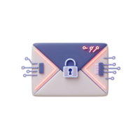 A digitally stylized envelope with a padlock signifies secure communication and encryption to illustrate data protection and privacy. png