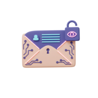 Stylized envelope with padlock represents private message, ensuring protected correspondence through security features. png