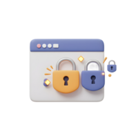 A cartoon style website with padlocks indicates online security to protect sensitive data. png