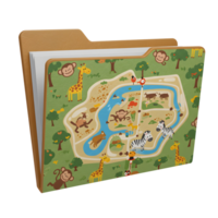 A colorful zoo map features various animals png