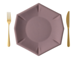 Elegant Table Setting with Gold Cutlery and Hexagonal Plate png