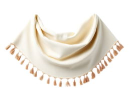 Cream-colored shawl with tassels on a transparent background png
