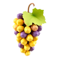 A colorful 3D cartoon illustration of a bunch of grapes png