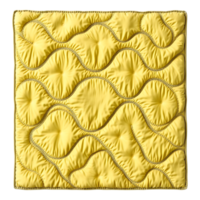 Close-up of a yellow quilted square with wavy stitched lines png