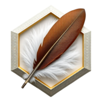 Elegant Feather on White Fur in a Hexagon Frame png