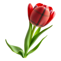 Red Tulip with Plaid Pattern in Realistic 3D Rendering png