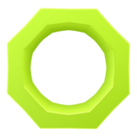 3D Render of Lime Green Octagon Ring with Transparent Background png
