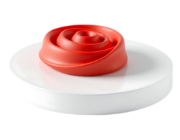 Elegant 3D Render of a Red Rose on a White Podium png