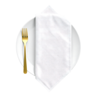 Elegant Table Setting with Gold Fork and White Napkin png