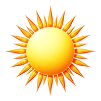 Stylized 3D Cartoon Sun with Rays on Transparent Background png