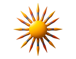 3D Rendered Cartoon Sun with Pointed Rays png