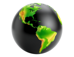 3D Render of the Earth Globe with Visible Continents png