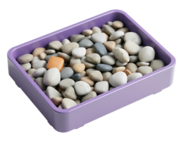 3D Render of a Tray Filled with Smooth, Colorful Pebbles png