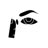 Contact lens application black hand drawn icon vector