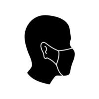 Man wearing face mask black hand drawn icon vector