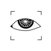 Face recognition eye scanner black hand drawn icon vector