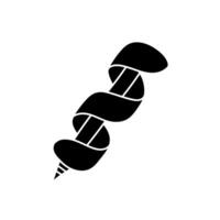 Wood hole point drill bit black hand drawn icon vector
