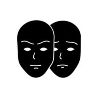 Deep fake icon two face masks with different moods black hand drawn icon vector