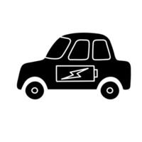 Battery powered car black hand drawn icon vector