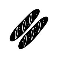 Baguette bread black hand drawn icon vector