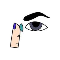contact lens application hand drawn color illustration vector