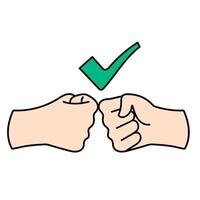 fist hand shake hand drawn color illustration vector