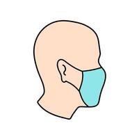 man wearing face mask hand drawn color illustration vector