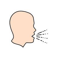man coughing hand drawn color illustration vector