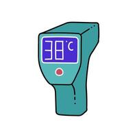 digital thermo gun body temperature checking instrument hand drawn color illustration vector