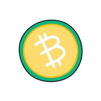 bitcoin cryptocurerency hand drawn color illustration vector