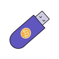 bitcoin cryptocurrency offline hardware wallet concept hand drawn color illustration vector