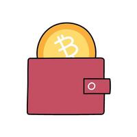 bitcoin cryptocurrency wallet concept hand drawn color illustration vector
