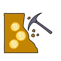 bitcoin cryptocurrency mining concept hand drawn color illustration vector