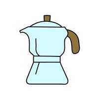 coffee espresso brewing pot hand drawn color illustration vector