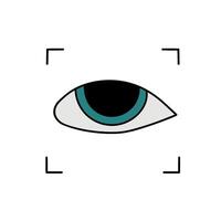 face recognition eye scanner hand drawn color illustration vector