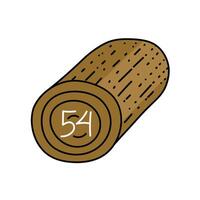 single wood log with marking hand drawn color illustration vector