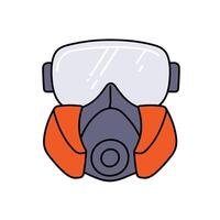 respirator and goggles hand drawn color illustration vector