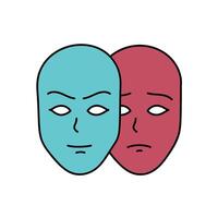 deep fake two face masks with different moods hand drawn color illustration vector