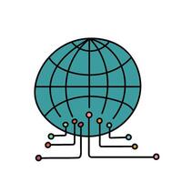 cyber world metaverse hand drawn color illustration vector